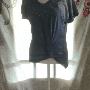 5/$25 Miss Chievous Dark Blue Speckled Tie-Front Tee